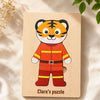 Engraved Jigsaw Jobs Dress up Puzzle With Animals, Wooden Professions Matching Toy, Gift 3 Years Old
