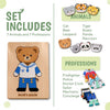 Engraved Jigsaw Jobs Dress up Puzzle With Animals, Wooden Professions Matching Toy, Gift 3 Years Old