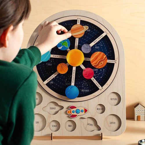 Solar System Board for Toddlers, Nursery Space Planets Puzzle, School Classroom Activity