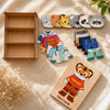 Engraved Jigsaw Jobs Dress up Puzzle With Animals, Wooden Professions Matching Toy, Gift 3 Years Old