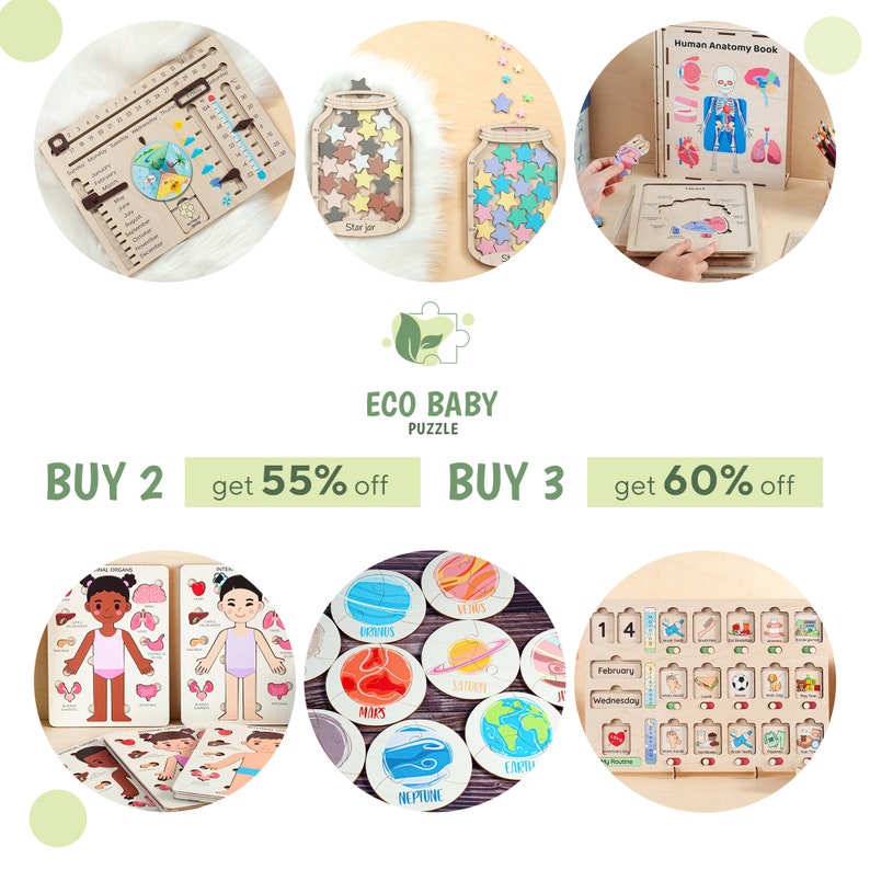 Wooden Kids Calendar With Removable Pieces for the Date, Month, and Day of the Week