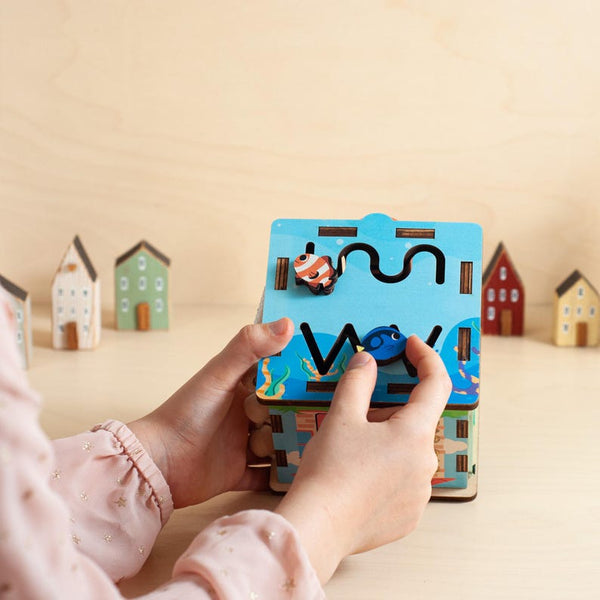 Bright and Large Busy Cube, Wooden Activity Cube for Kids, Sensory Maze Busy Box, Fine Motor Skills